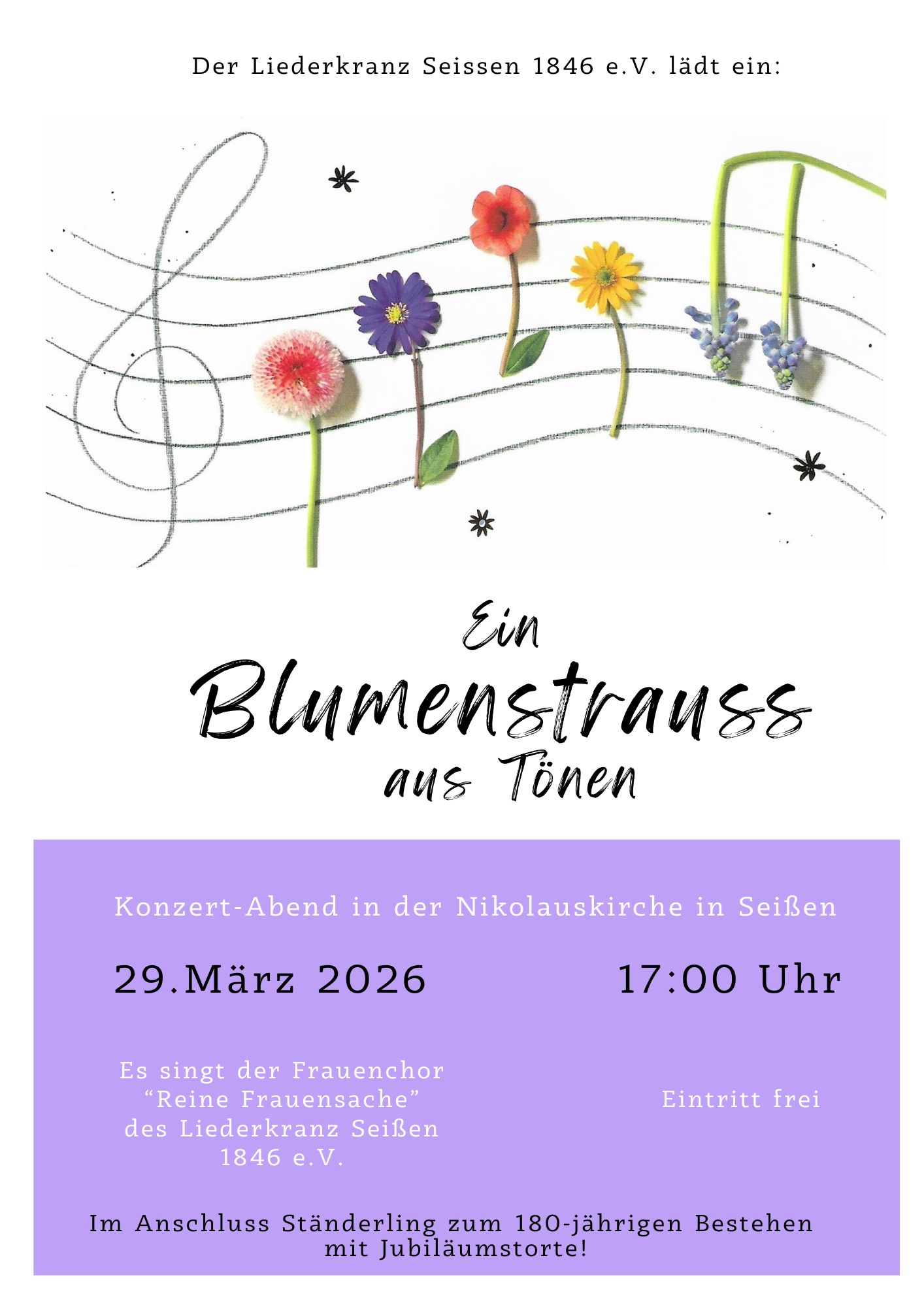 Konzertplakat des Frauenchors Reine Frauensache für das Konzert am 29. März 2026